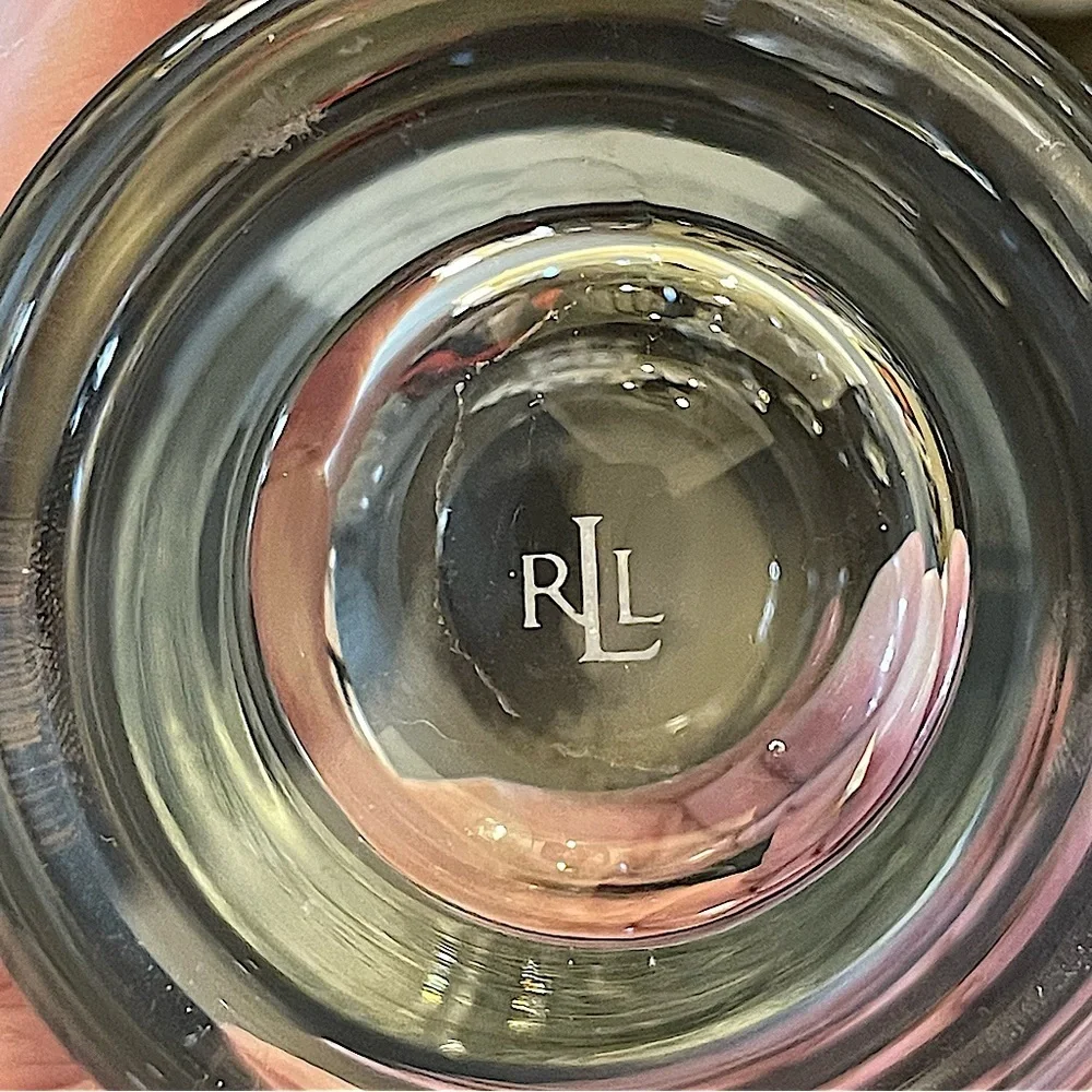 Lauren Ralph Lauren Set of 4 Classic Crest Pilsner Glasses Clear Crown Wreath